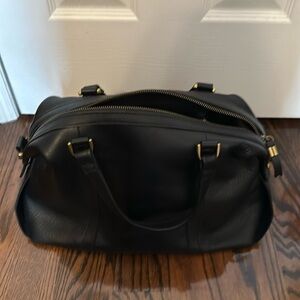 Madewell The Glasgow 100% Pebbled Leather Large Satchel Crossbody Bag Black